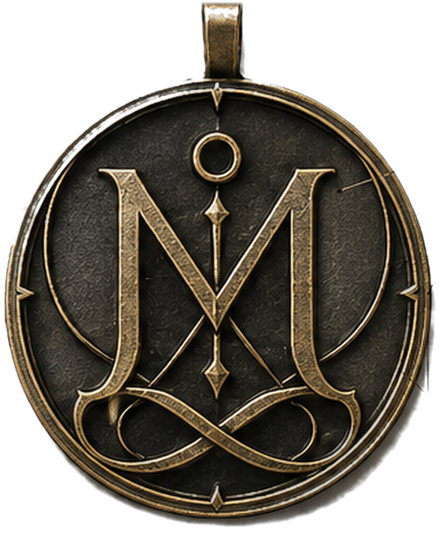 Medaglione MORTEMORA in ottone brunito con sigillo M·ETERNO